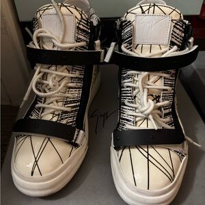 Giuseppe Zanotti Black and White Graphic Sneakers